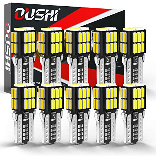 OUSHI W5W T10 501 LED Bulb, Canbus Error Free 194 168 2825 12V 6500K Xenon White Replacement For Car Interior Side Dome Number Plate Parking Reserve Light(Pack of 10)