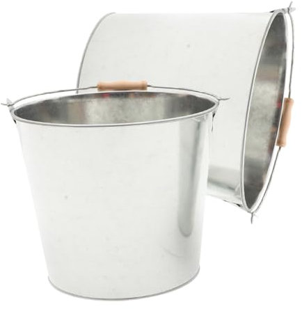 Milisten Secchio per Cenere da Giardino in Metallo da 2 Pezzi per Bruciare i Rifiuti Robusto Manico in Metallo per Braciere da Cucina E Barbecue