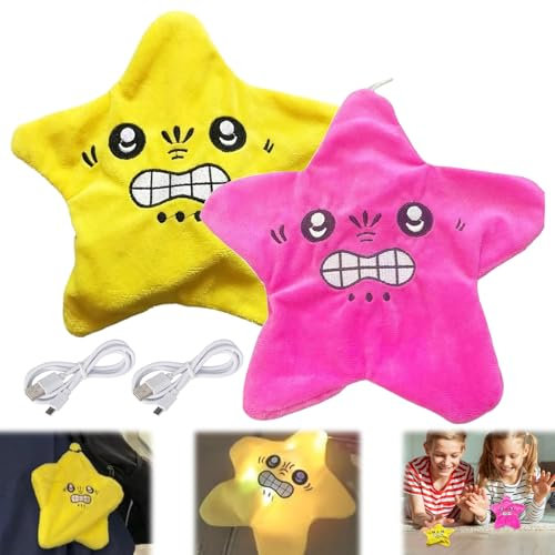 AOUZOVLI Angry Starfish Toy 2 Stück Angry Star Plush Moving Generisch Wütendes Sternspielzeug Plüsch Eignet Sich zur Verwendung Als Rucksackanhänger Urlaubsdekoration(Rosa/Gelb)