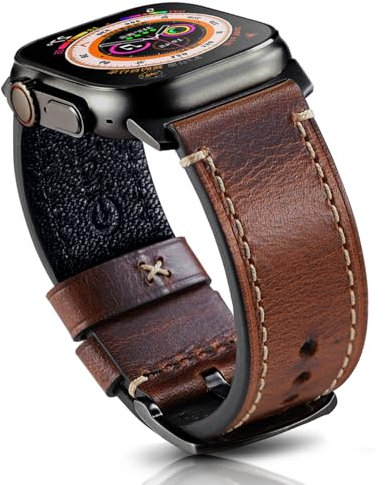 Gitalian Leather Band Compatible with Apple Watch Ultra3/2/1 Band 49mm 46mm 45mm 44mm 42mm for Men, Genuine Leather Replacement Strap for iWatch Series11 10 9 8 7 6 5 SE2,Brown