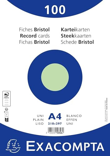 Exacompta - Ref. 10346E - Karton mit 10 Paketen à 100 Stück, ungelocht, eingeschweißt, Format 210 x 297 mm, Grün