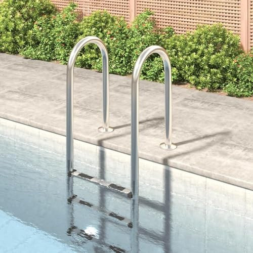 Wrobelax 304 Edelstahl Poolleiter 54 x 38 x 158 cm – rutschfeste Stufen für Schwimmbäder – langlebig und leicht zu tragen