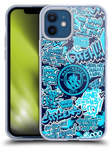 Head Case Designs Officially Licensed Manchester City Man City FC Patterns Graffiti Tags by Murwalls Soft Gel Case Compatible With Apple iPhone 12 / iPhone 12 Pro
