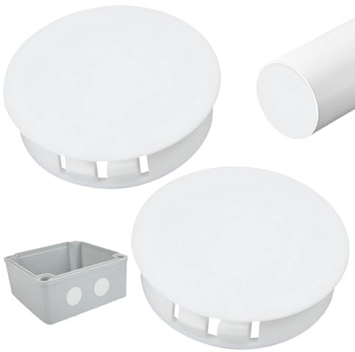 2 Stück Rohrabdeckung 100 MM, Lüftungsrohr Abdeckung aus PA, Rohr Deckel Inner Ø 93 MM, UV Beständige, Lüftungsrohr Abdeckung für Muffenstopfen