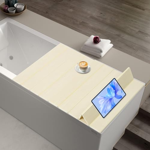 Badewanne Abdeckung, Faltbare Badewanne Brett, wasserdichte, staubdichte Badewanne Tablett, Isolierung PVC Badewannen, langlebige Isolierplatte für Haus, Badezimmer, Spa Erfahrung (70 * 160cm (Gelb))