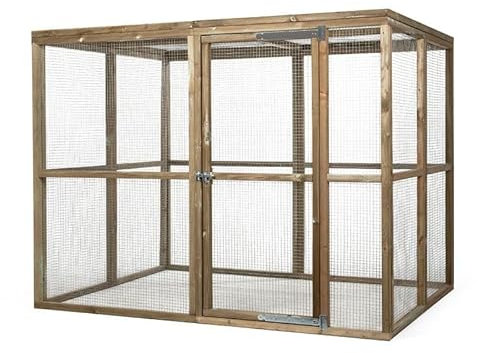 Freigehege - Für Hühner, Vögel & Nagetiere - Maße: 242 x 179 x 183 cm - FSC zertifiziert - Imprägniertes Kiefernholz - Freigehege