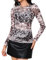 Aottori Women Mesh Long Sleeve Top Crew Neck See Through T Shirts Ladies Slim Fit Floral Sexy Sheer Base Layer Tops for Casual Party Clubwear Animal Print S