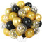 Gold Schwarz Luftballons Set, 60 Stück Schwarz Metallic Chrom Gold Latex Ballons mit Schwarz Gold Konfetti Luftballons, Schwarz Gold Geburtstagsdeko Luftballons für Hochzeit Babyparty Dekorationen