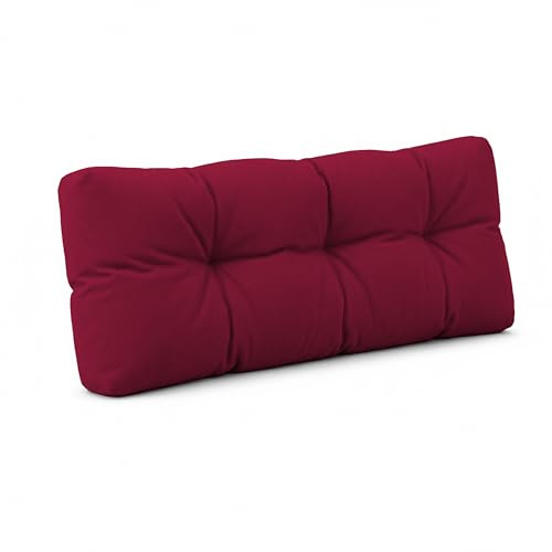 POKAR Coussin Matelassé pour Palettes Euro - 1x Dossier 120cm x 40cm x 12cm, en Mousse formée à Froid, très Confortable, Canapé de Jardin, Intérieur et Extérieur, sans Palette, Rouge Foncé