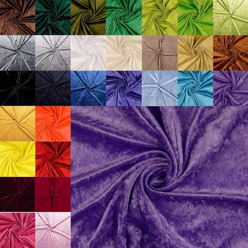 Pannesamt Meterware - Panné Samt Stoff - Dekostoff, Knit Velour Polyester - Samtstoff glänzend - Velour glänzend *Ab 50cm x 147cm, Farbe: 062 flieder