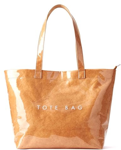 KALIDI Handtasche Damen Shopper Kraftpapier Tasche Tote Bag Klares PVC Große Schultertasche mit Reißverschluss für Strand,Arbeit,Einkauf，Schule