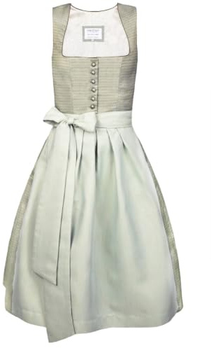 Edelnice Trachtenmode Midi Dirndl Ina hellgrün monochrom Look mit Knopfleiste inkl. Dirndlschürze Gr. 32-54 (DE/NL/SE/PL, Numerisch, 42, Regular, Regular, Salbei)