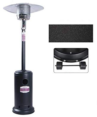 Chauffage de terrasse pour la maison - Puissant chauffage rapide - Protection contre les déversements - Économe en énergie avec roues - Noir (gaz naturel) - 220 cm (220 cm) - Noir