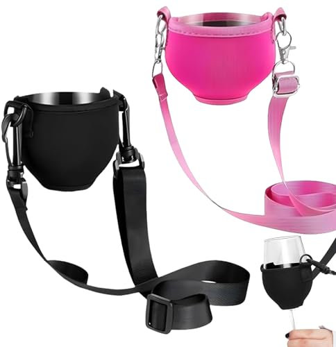 Xiqunw Weinglashalter Zum Umhängen, 2 Stück Weinhalter Zum Umhängen, Becher Zum Umhängen für Wine Glass, Gläserhalter Hängend, Weinglas Anhänger, Weinglas Halterung