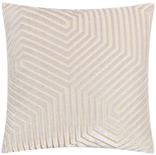 Paoletti Evoke Samtkissen mit Polyesterfüllung – Luxuriöses dekoratives quadratisches Kissen mit Chevron-Muster und Füllung (Austernblau – 45x45cm)