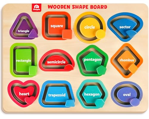 Coogam hölzerne Farbe Form Puzzles für Kleinkinder | Sortieren und Stapeln Montessori Peg Board Matching Game Aktivitäten, Feinmotorik pädagogisches Lernspielzeug für 3-5 Jahren