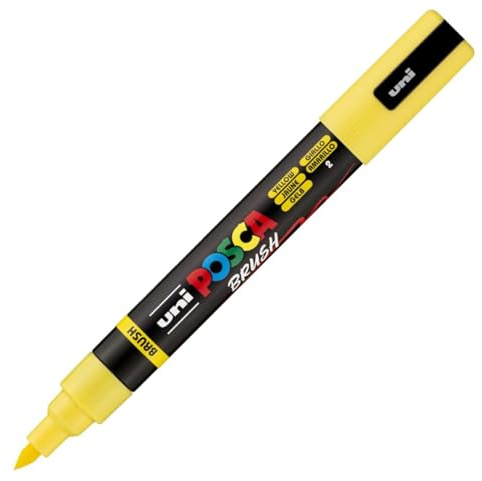 POSCA PC5BR Paint Marker Brush Water Base – All Holder – Yellow