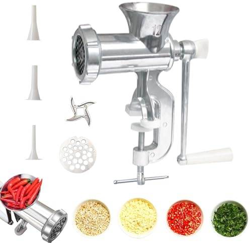 Renchey Hachoir à Viande Usage Intensif | Hachoir Manuel et Embosseur Saucisses | Machine De Transformation Alimentaire Pour Préparation Des Repas Cuisson Broyage Et Hachage De Bœuf Poulet Porc Agneau