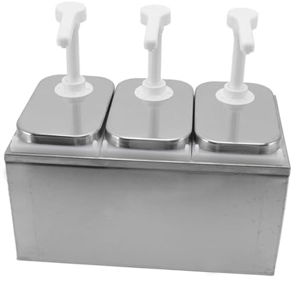Qudinip Pompe Distributrice de Sauce, Distributeur de Condiments en Acier Inoxydable et en Plastique de qualité Alimentaire avec Pot Amovible et Ressort intégré, pour Ketchup, Moutarde, (Pompe