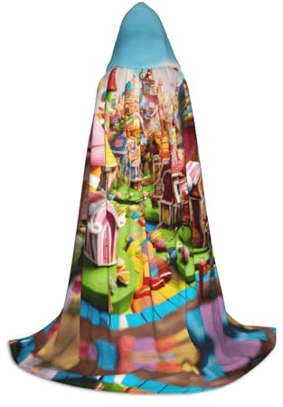 PPHGUT Candy Land Print Kapuzenumhang Unisex Cosplay Kostüm Umhang Festival Wear Karneval Mottopartys