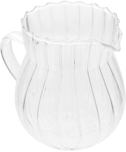 Glass Milk Pitcher Small Milk Jug with Lid for Coffee Juice | Glass Cup Style, Easy to Clean, Multi-purpose Use for Coffee Shop and Dessert Shops