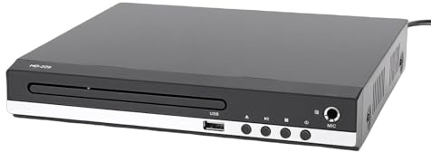 Luocute DVD Player, 1080P HD Multi Region CD DVD Player for TV Home Theater with USB MP3 Playback Remote Control, 6.5mm Mic Input, AV Output, Supports All Regions 1 6 (UK Plug)