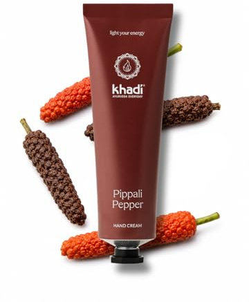 khadi Pippali Pepper Handcreme, schnell einziehende Handpflege, 50 ml | Mit Sheabutter, Bienenwachs & Ayurveda-Extrakten; nicht fettend, vitalisiert & pflegt, 100% zertifizierte Naturkosmetik