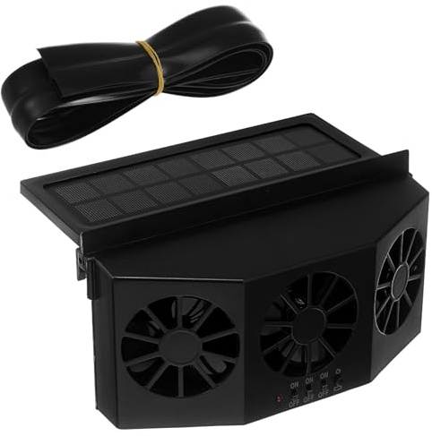 Healeved Ventilador Solar y Enfriador de Aire y 3 Turbinas Diseño Triple para Coche Ventilador de Radiador para Taxi y Automóvil