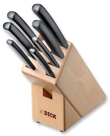 F. DICK Holzmesserblock ProDynamic 7-teilig (Messerblock aus Holz, Set inkl. Küchenmesser, Schälmesser, Allzweckmesser, Brotmesser) 88030000, 34 cm