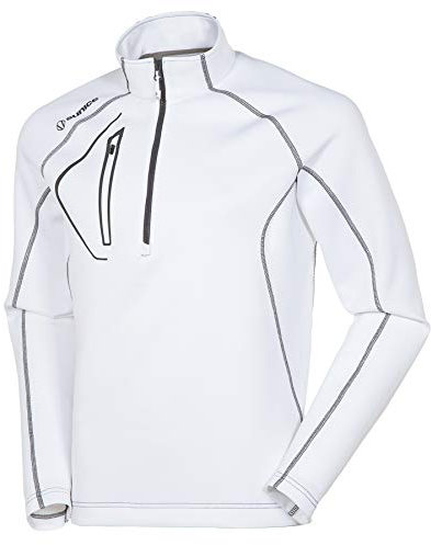 Sunice Mens Allendale Thermal Golf Pullover - Pure White/Charcoal - XXL