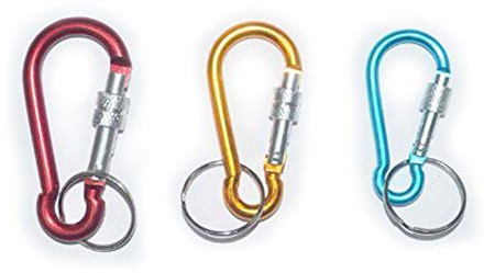 NO.7 Set of 4 Aluminum Alloy Screw Lock Carabiner Spring Snap Link Hook w/Key Ring- 68mm 2.7