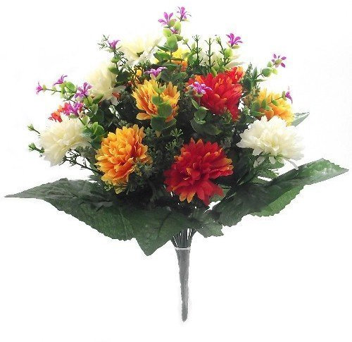 Permabloom Künstliche Blumen, 41 cm, Chrysanthhemum, gemischt, Orange/Gelb/Rot/Elfenbein