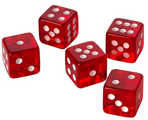 Rote Würfel im Casinostil für Craps, 19 mm, 10 Stück.