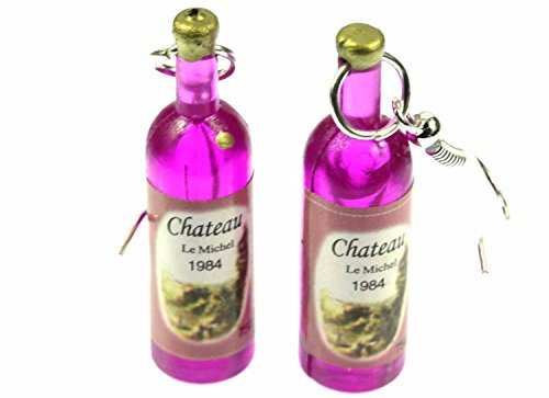 Miniblings Flaschen Ohrringe Weinflasche CHATEAU Mini Fläschchen pink - Handmade Modeschmuck I Ohrhänger Ohrschmuck versilbert