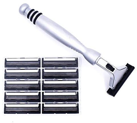 Super Safety Razors Alle Metall-Schwergewichts-Chrom-Atra,Vector, Contour Kompatibel Twin Blade-Razor & 10 Personna Pivot Plus-Blades