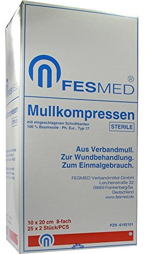 MULLKOMPRESSEN ES 10x20 cm steril 8fach 25X2 St
