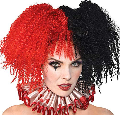 Amscan 845798-55 - Perücke Jesterina, Kunsthaar, Clown, Harlekin, gekrepptes Haar, Erwachsene, Damen, Karneval, Halloween, Mottoparty