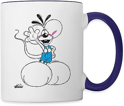 Spreadshirt Diddl Diddlmaus Winkt Fröhlich Tasse Zweifarbig, One size, Weiß/Kobaltblau