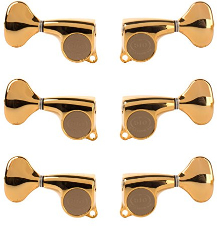 Gotoh Midsize 510 3+3 Guitar Tuners with Metal Knobs, Gold