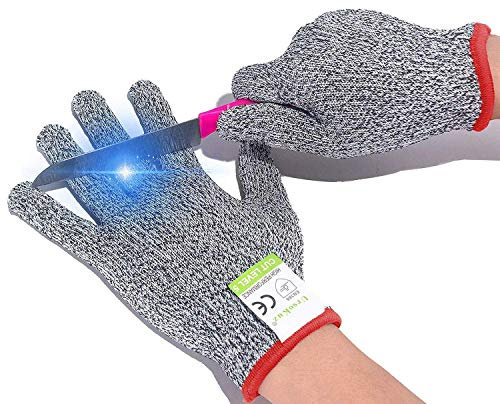 UrsoKuz Cut Resistant Gloves for Kids - Food Grade Safety Cut Gloves for Meal Prep Crafts and Outdoors - EN388 Level 5 Protection from Knives Vegetable Peelers - Fits Both Hands, Grey (S)