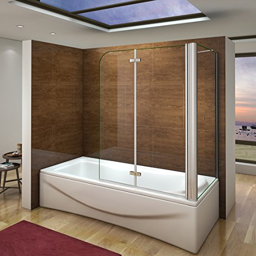 Pare-baignoire 100x140 cm pivotant à 180° et une paroi de fixation en 70x140cm