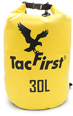 TacFirst Dry Bag Seesack, wasserdichter Packsack mit Fast-Fold Verschluss 2L / 3L / 5L / 10L / 15L / 20L / 25L / 30L wasserfester Trockenbeutel (Gelb, 30L)