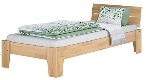 Erst-Holz® Einzelbett Buchebett geölt Massivholz Jugendbett Futonbett 90x200 mit wählbarem Zubehör V-60.82-09, Ausstattung:Rollrost inkl.