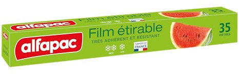 alfapac - Film étirable 35M - Conserve la fraîcheur des aliments - Fabriqué en France