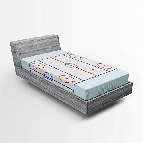 ABAKUHAUS Eishockey Spannbetttuch, Grafik-Feld Kontur, Soft Dekorativer Stoff Bettwäsche Rund-um Elastischer Gummizug, 90 x 200 cm, Hellblau Blau