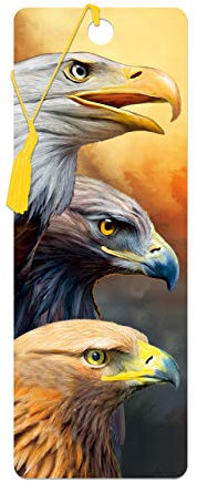 3D LiveLife Lesezeichen - Drei Adler von Deluxebase. Ein Eagle-Lesezeichen mit linsenförmigen 3D-Kunstwerken, lizenziert von der bekannten Künstlerin Carol Cavalaris