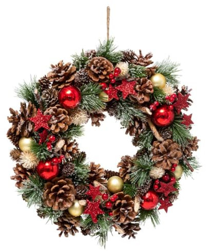 ATMOSPHERA CREATEUR D'INTERIEUR Corona de Navidad Acebo Estrella D 35 cm