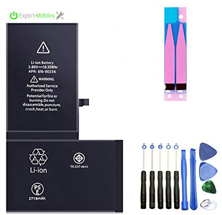 Expert-Mobile Battery Compatible with iPhone X + Tools + Sticker