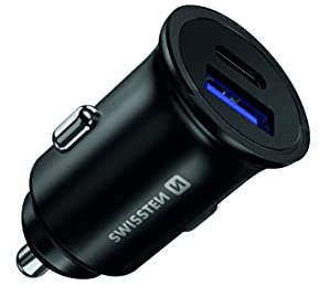 SWISSTEN CAR Adapter Power DELIVERY USB-C + Quick Charge 3.0 36W Metal Black