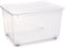 Acan Tradineur - Caja de plástico transparente de 56 x 80 x 51,5 cm, con capacidad de 160 litros, Contenedor de plástico para almacenamiento con tapa válida para interior y exterior.